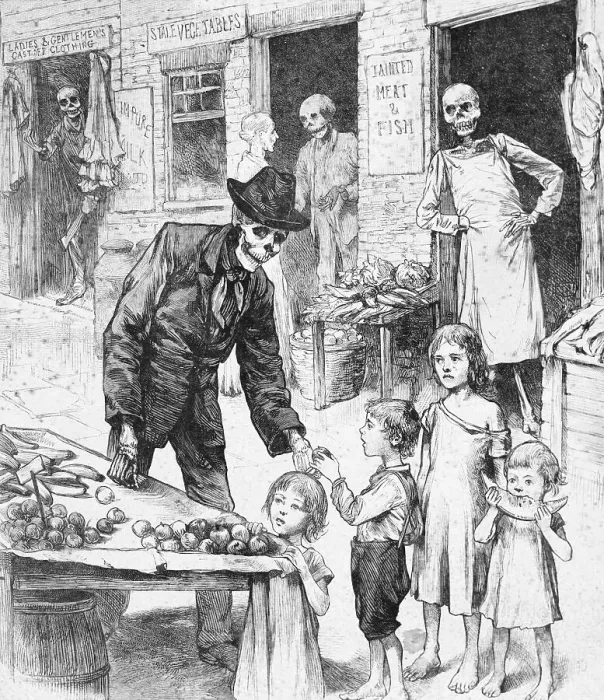 Framed Print : Cartoon about Cholera Framed Print : Cartoon about Cholera