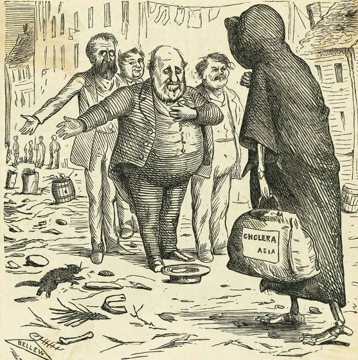 Framed Print : Cartoon Criticizing Health Conditions Framed Print : Cartoon Criticizing Health Conditions