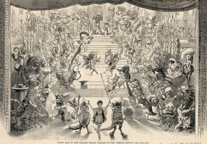 Framed Print : Cartoon Depicting Mardi Gras Celebration Framed Print : Cartoon Depicting Mardi Gras Celebration