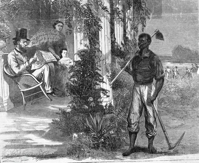Framed Print : Cartoon Depicting Slave, Master On Porch Framed Print : Cartoon Depicting Slave, Master On Porch