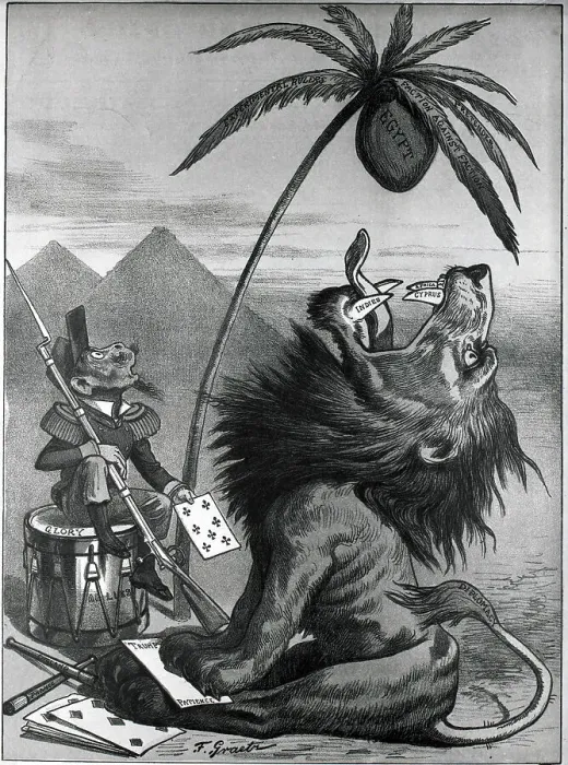 Framed Print : Cartoon of England as a Lion and France as a Soldier
