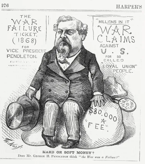 Framed Print : Cartoon on George H. Pendleton Views of War