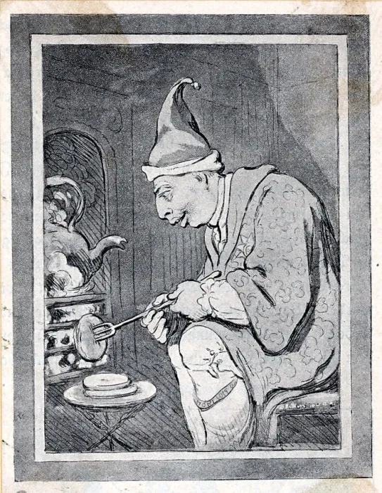 Framed Print : Cartoon Of George III Making Toast Framed Print : Cartoon Of George III Making Toast