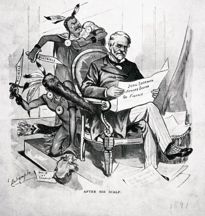 Framed Print : Cartoon of John Sherman Framed Print : Cartoon of John Sherman