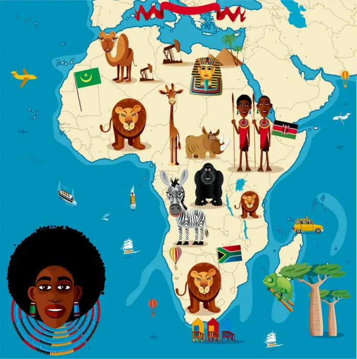 Framed Print : Cartoon map of Africa