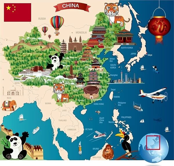 Cartoon Map of China