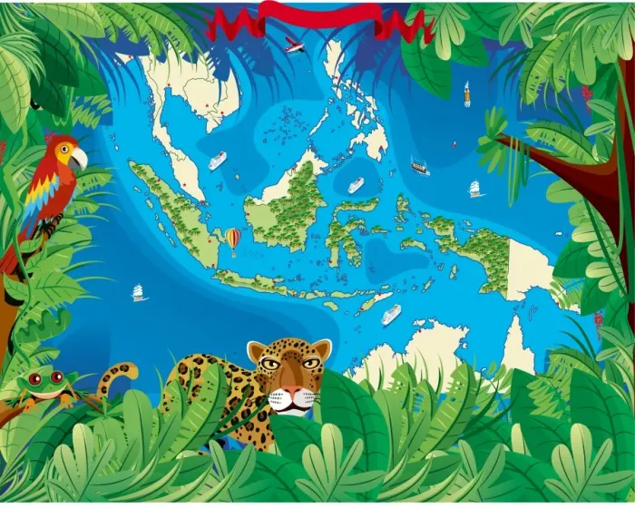 Framed Print : Cartoon map of Indonesia Framed Print : Cartoon map of Indonesia