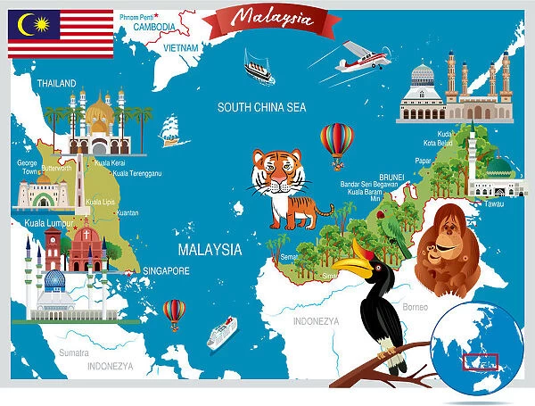 Cartoon map of Malaysia