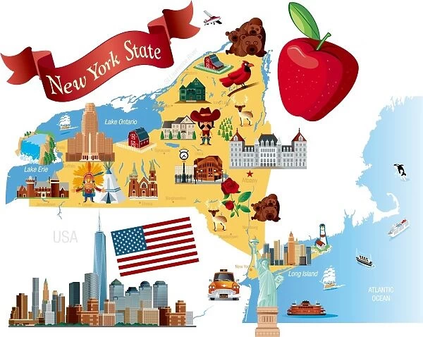 Cartoon map of New York State