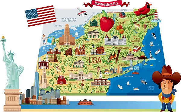 Cartoon map of Northeastern U. S