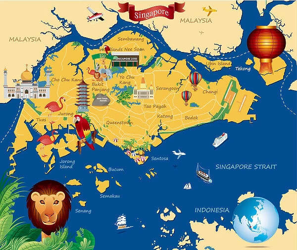 Cartoon map of Singapure