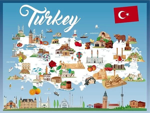 Cartoon map of Turkey