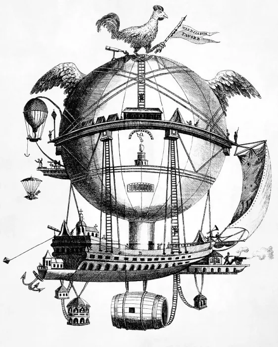 Framed Print : Cartoon Ridiculing Montgolfiere; Balloon Framed Print : Cartoon Ridiculing Montgolfiere; Balloon