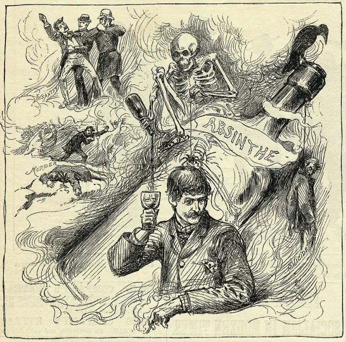 Framed Print : Cartoon Showing the Evils of Absinthe Framed Print : Cartoon Showing the Evils of Absinthe