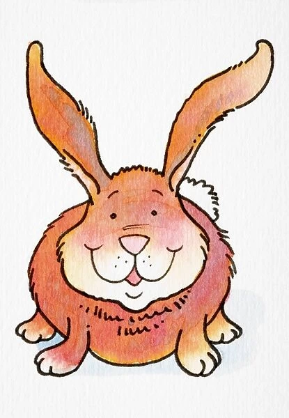 Cartoon, smiling red Rabbit, front view