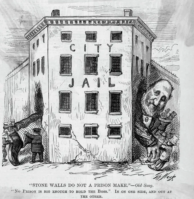 Framed Print : Cartoon Of Tweed In And Out Of Jail Framed Print : Cartoon Of Tweed In And Out Of Jail
