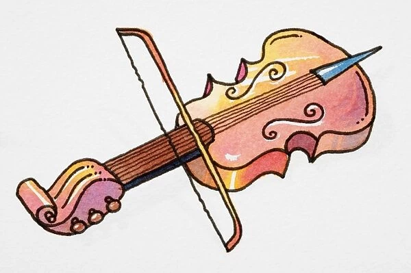 Cartoon, violin with bow