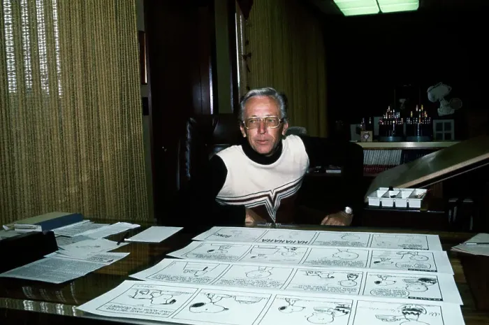 Framed Print : Cartoonist Charles Schulz Working at Desk Framed Print : Cartoonist Charles Schulz Working at Desk