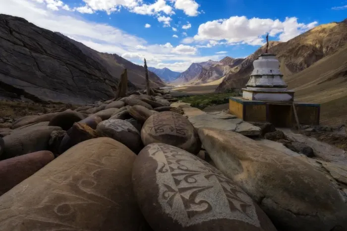 Framed Print : Carved Buddhist mani stones of Zangla Palace, Zanskar Vally, India Framed Print : Carved Buddhist mani stones of Zangla Palace, Zanskar Vally, India