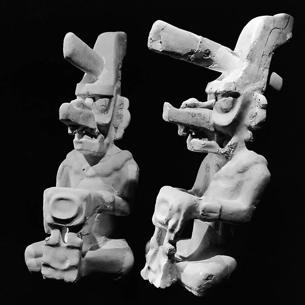 Two Carved Figures From Mayan Burial Tomb