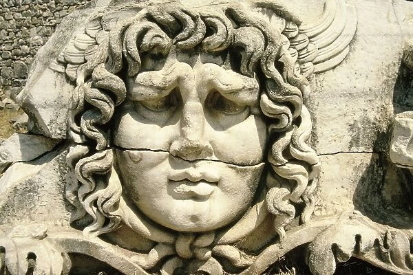 Carved head of Medusa, Didyma, Turkey