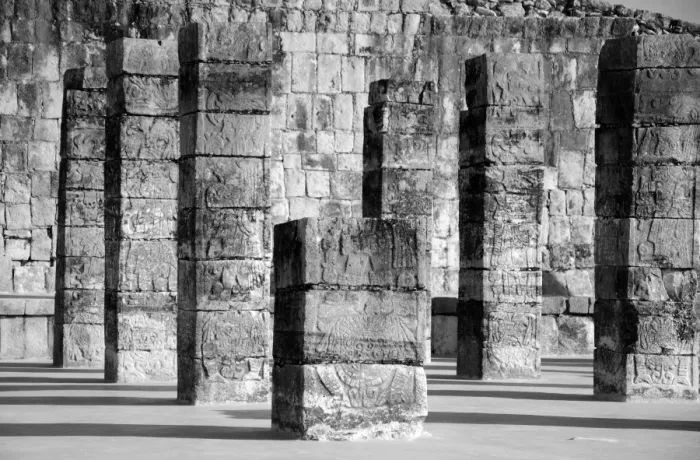 Framed Print : Carved stone Mayan warrior columns, Chichen Itza Framed Print : Carved stone Mayan warrior columns, Chichen Itza