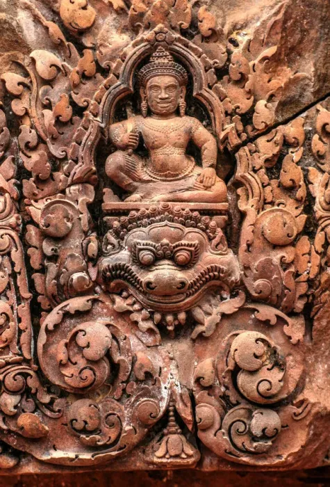 Framed Print : Carving at Banteay Srei, Angkor temples Framed Print : Carving at Banteay Srei, Angkor temples