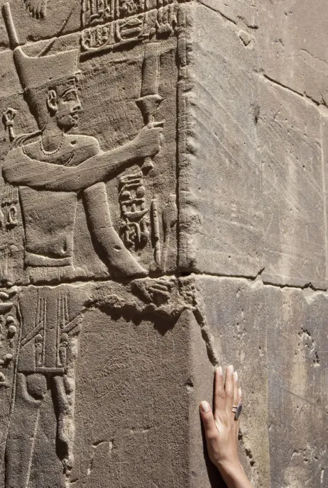 Framed Print : carving of figure and hand at the Temple of Philae Framed Print : carving of figure and hand at the Temple of Philae