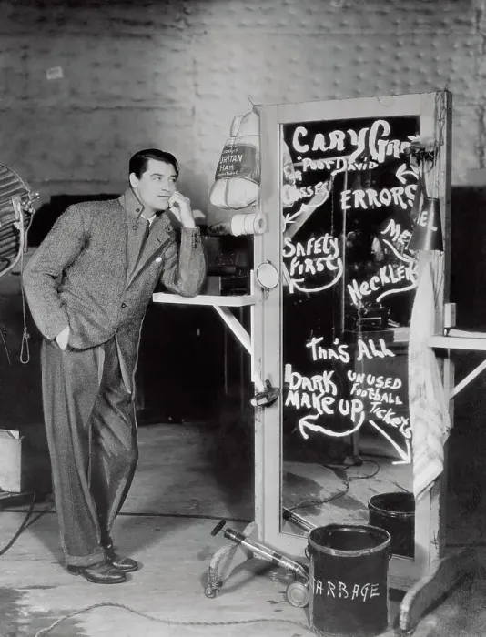 Framed Print : Cary Grant with Mirror from Prop Man Framed Print : Cary Grant with Mirror from Prop Man