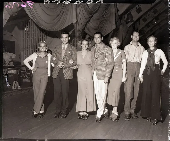 Framed Print : Cary Grant and Others on Roller Skates Framed Print : Cary Grant and Others on Roller Skates