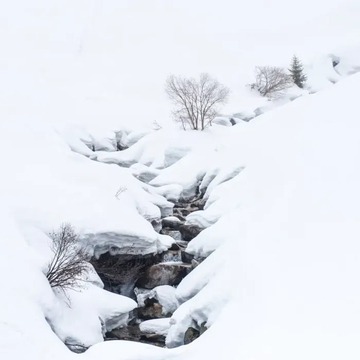 Framed Print : Cascade in snow field Framed Print : Cascade in snow field