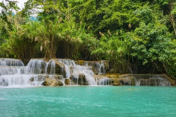 Framed Print : cascade, exterior views, little, luang prabang province, rain forest, tourist attractions Framed Print : cascade, exterior views, little, luang prabang province, rain forest, tourist attractions