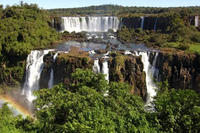 Framed Print : Cascades with rainbow Iguazu Waterfalls Argentina Brazil Framed Print : Cascades with rainbow Iguazu Waterfalls Argentina Brazil