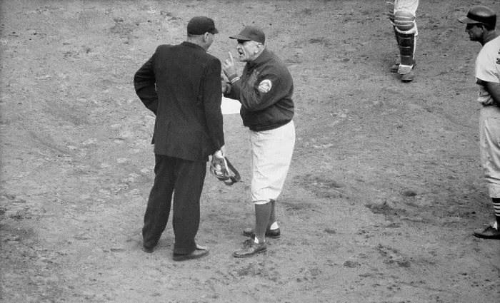 Framed Print : Casey Stengel Arguing with Umpire on Play Call Framed Print : Casey Stengel Arguing with Umpire on Play Call