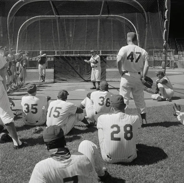 Framed Print : Casey Stengel Coaching Team at Batting Practice Framed Print : Casey Stengel Coaching Team at Batting Practice