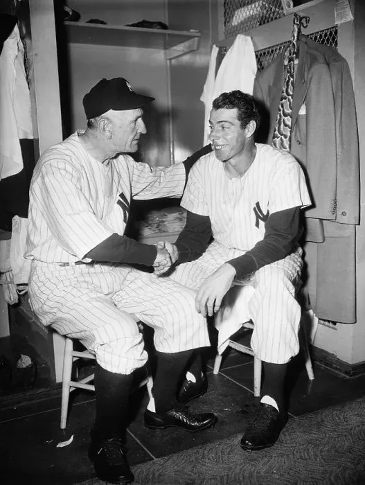 Framed Print : Casey Stengel Greets Joe Dimaggio