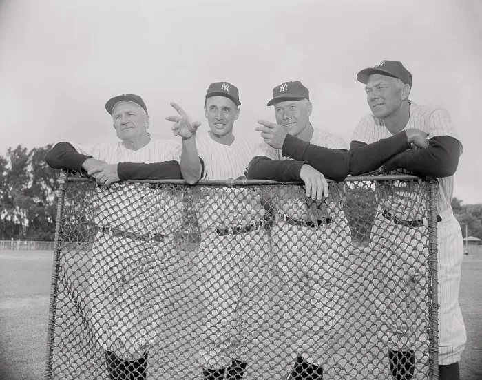 Framed Print : Casey Stengel and Managers Leaning on Fence Framed Print : Casey Stengel and Managers Leaning on Fence