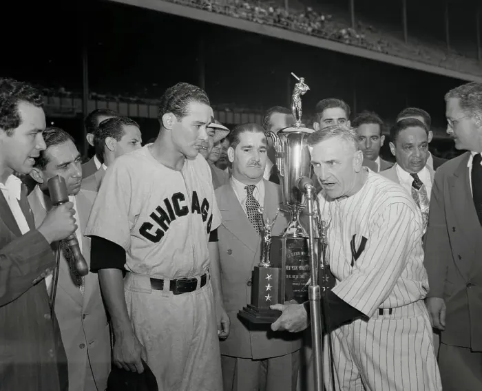 Framed Print : Casey Stengel Being Presented with Trophy Framed Print : Casey Stengel Being Presented with Trophy
