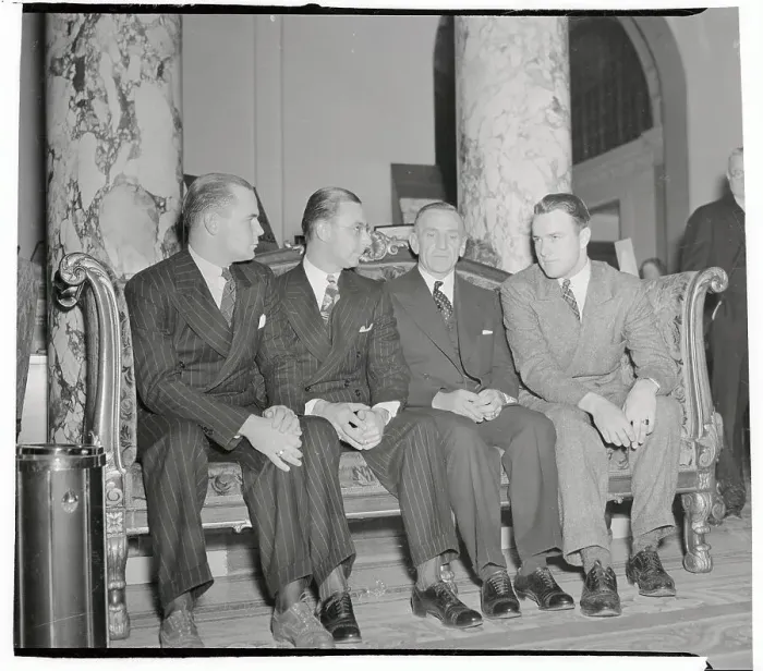 Framed Print : Casey Stengel Sitting with Boston Bees Players Framed Print : Casey Stengel Sitting with Boston Bees Players