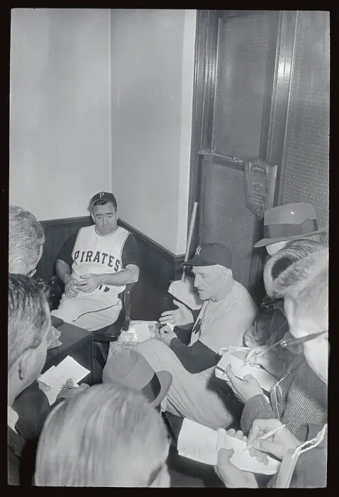 Framed Print : Casey Stengel Speaking to Press on Previous Baseball Game Framed Print : Casey Stengel Speaking to Press on Previous Baseball Game