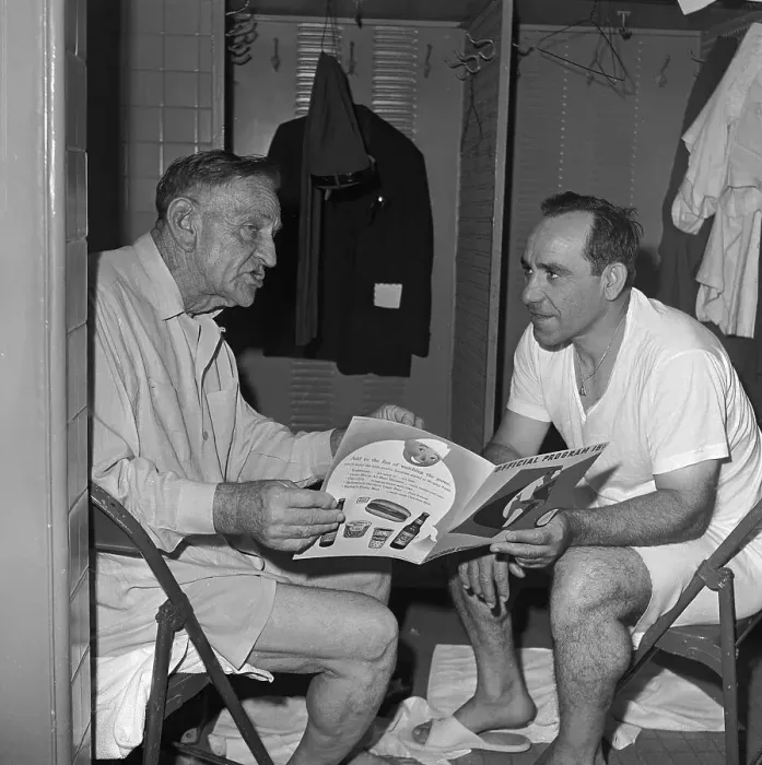 Framed Print : Casey Stengel Speaking with Yogi Berra Framed Print : Casey Stengel Speaking with Yogi Berra