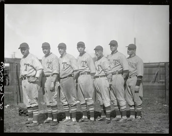 Framed Print : Casey Stengel and Toledo Players Posing for Camera Framed Print : Casey Stengel and Toledo Players Posing for Camera