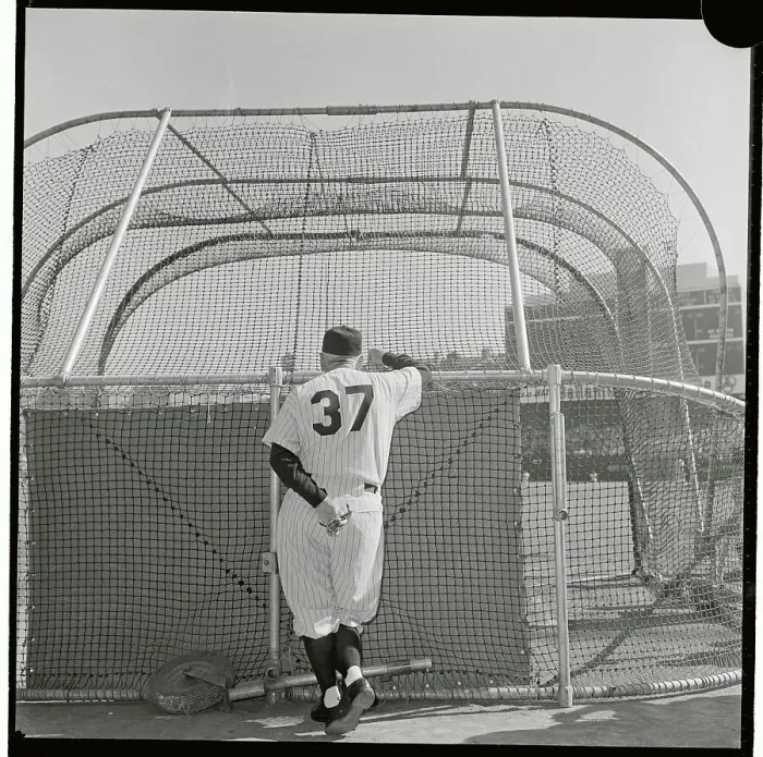 Framed Print : Casey Stengel Watching Team Players Near Batting Cage Framed Print : Casey Stengel Watching Team Players Near Batting Cage