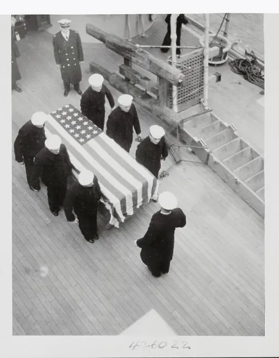 Framed Print : Casket of Panay Victim Being Carried Aboard Ship