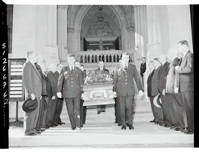 Framed Print : The casket of Supreme Court Justice Robert H. Jackson is carried from Washington National Cathedral Framed Print : The casket of Supreme Court Justice Robert H. Jackson is carried from Washington National Cathedral