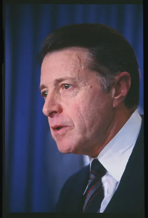 Framed Print : Caspar Weinberger Pausing During Press Conference Framed Print : Caspar Weinberger Pausing During Press Conference