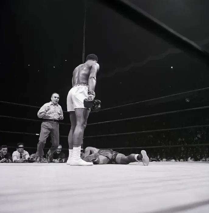 Framed Print : Cassius Clay Over Fallen Zora Folley Framed Print : Cassius Clay Over Fallen Zora Folley