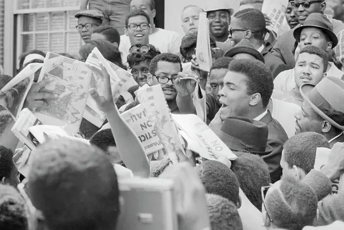 Framed Print : Cassius Clay Greeting Crowd of Fans Framed Print : Cassius Clay Greeting Crowd of Fans