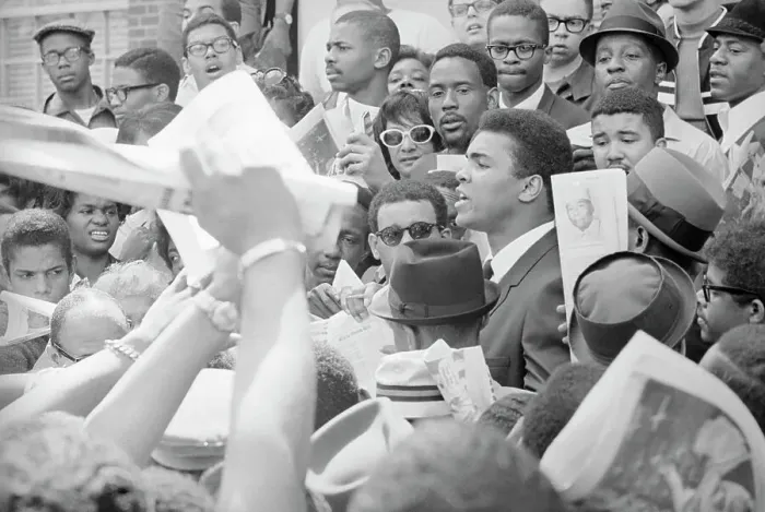 Framed Print : Cassius Clay Greeting Crowd of Fans Framed Print : Cassius Clay Greeting Crowd of Fans