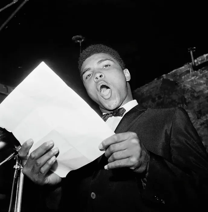 Framed Print : Cassius Clay Performing in Poetry Reading Contest Framed Print : Cassius Clay Performing in Poetry Reading Contest